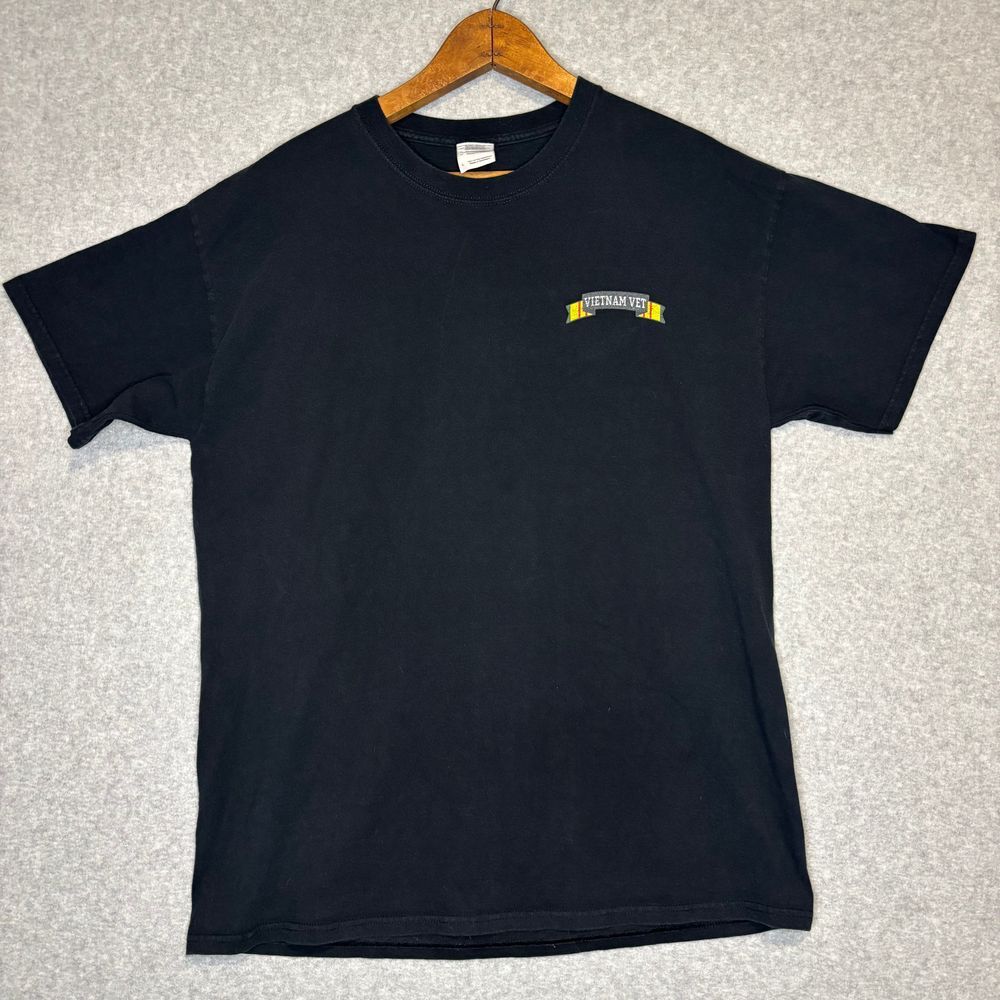 Vietnam Veteran Vet Black T-Shirt Mens Large Tee Army Units Vietnam War Military